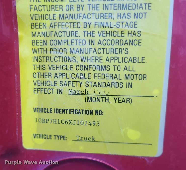 image for item MI9935 1999 Chevrolet C8500 tanker fire truck