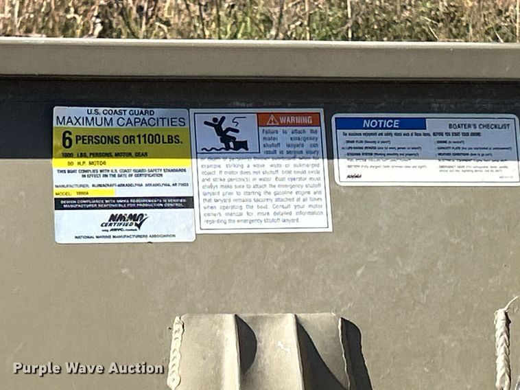 image for item MO9075 2008 Alumacraft 1860A boat