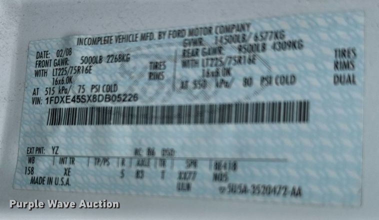 image for item NA9781 2008 Ford E450 Super Duty shuttle bus