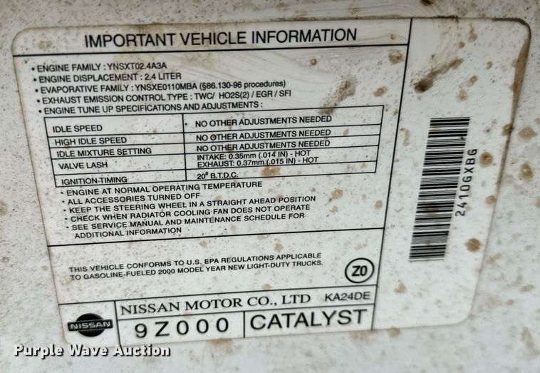 image for item NI9777 2000 Nissan Frontier  pickup truck