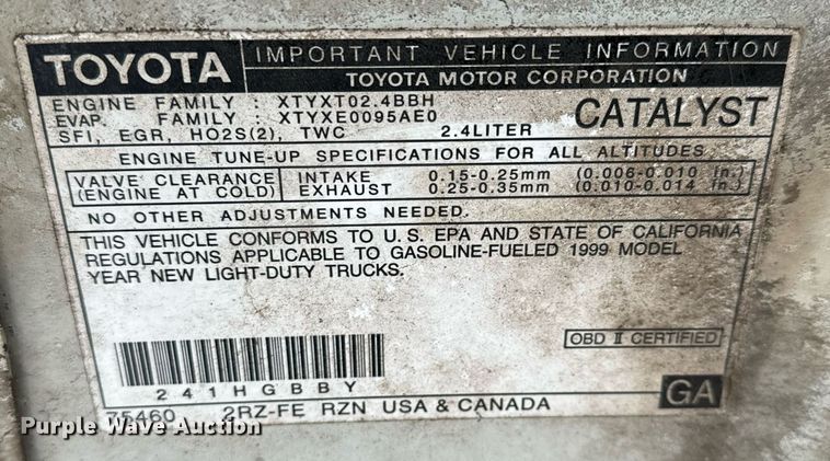 image for item NI9780 1999 Toyota Tacoma  pickup truck