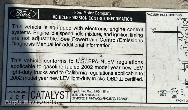 image for item NJ9531 2002 Ford Ranger  pickup truck