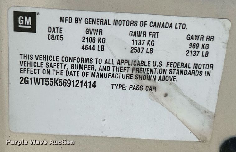 image for item NJ9540 2006 Chevrolet Impala LT 