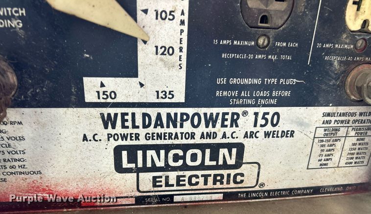 image for item NJ9553 Lincoln Electric  Weldanpower 150 welder/generator
