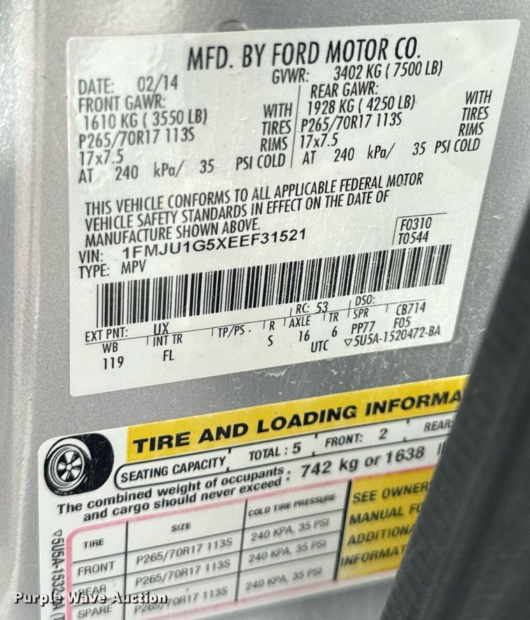 image for item NM9280 2014 Ford Expedition Police SUV