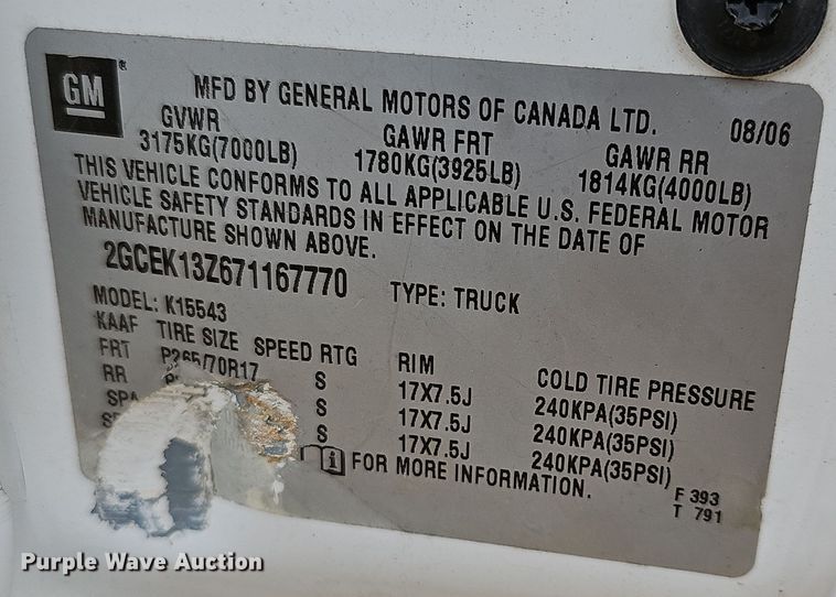 image for item NP9156 2007 Chevrolet  Silverado 1500 Crew Cab pickup truck