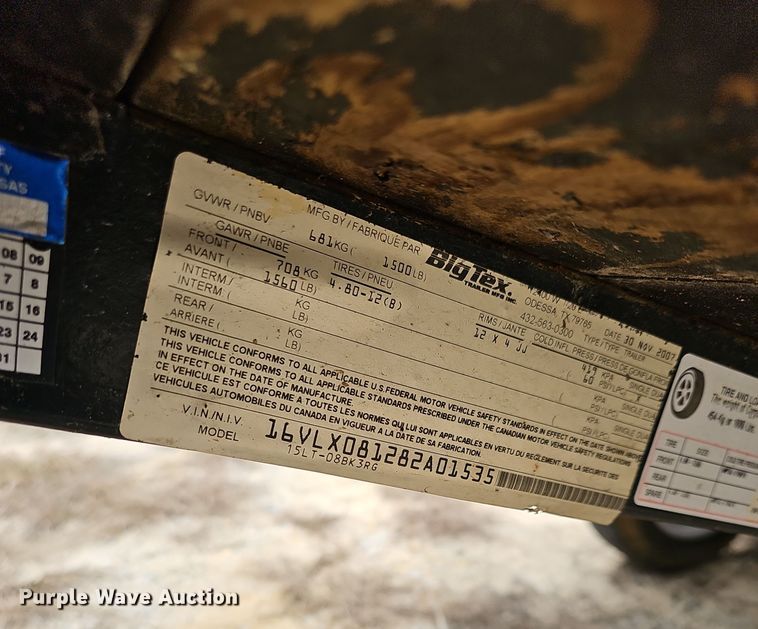 image for item NP9163 2008 Big Tex 15LT utility trailer