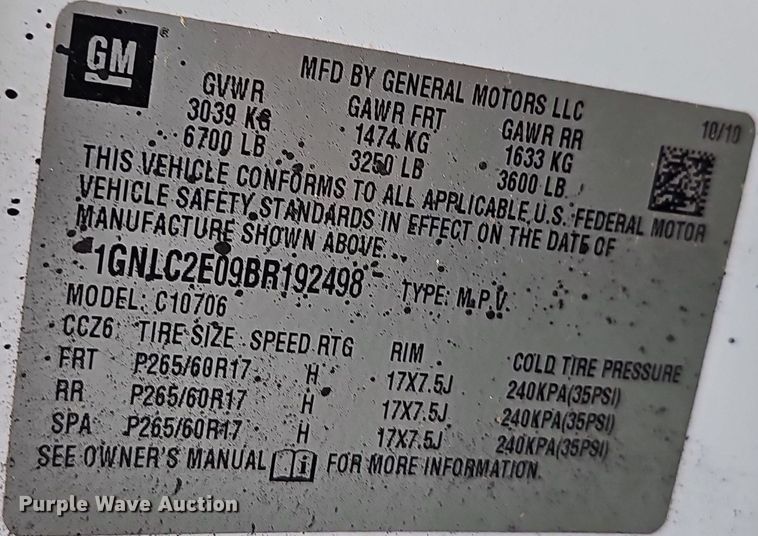 image for item NP9174 2011 Chevrolet Tahoe Police SUV