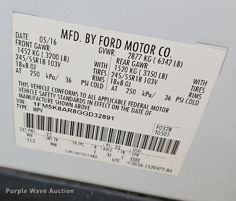 image for item NP9175 2016 Ford Explorer Police interceptor  SUV