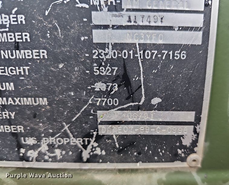 image for item NT9772 1991 AM General M1038 HUMVEE