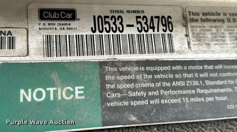 image for item NU9307 Club Car Carryall 6 golf cart