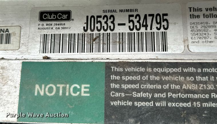 image for item NU9308 Club Car  Carryall 6 golf cart