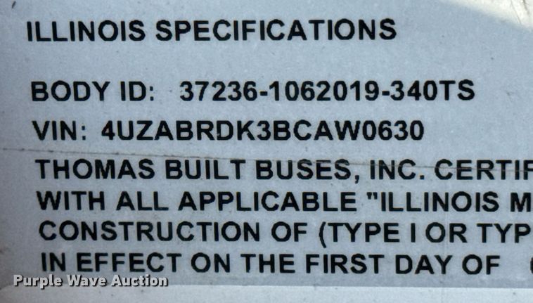 image for item OJ9446 2011 Thomas B2 school bus