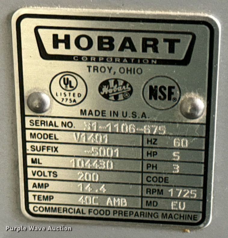 image for item OJ9452 Hobart V1401 mixer