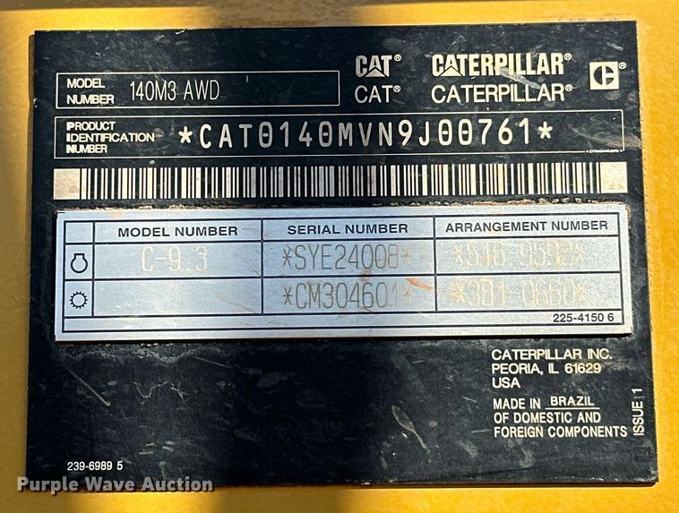 image for item OM9781 2018 Caterpillar  140M3 AWD motor grader