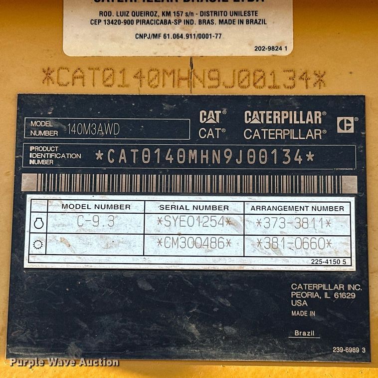 image for item OM9783 2014 Caterpillar  140M3 AWD motor grader