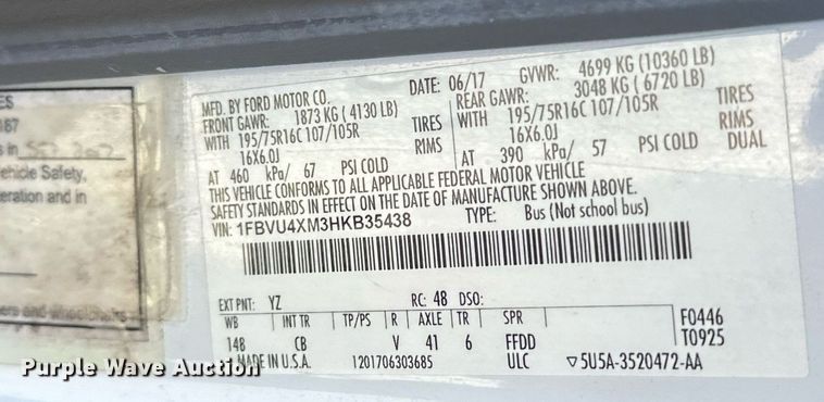 image for item OM9812 2017 Ford Transit 350 handicap accessible van