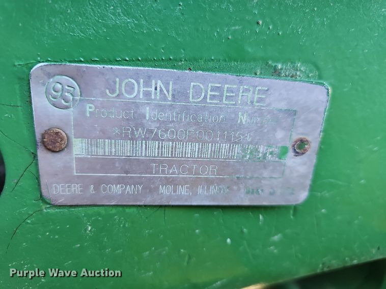 image for item DM1501 1993 John Deere  7600 MFWD tractor