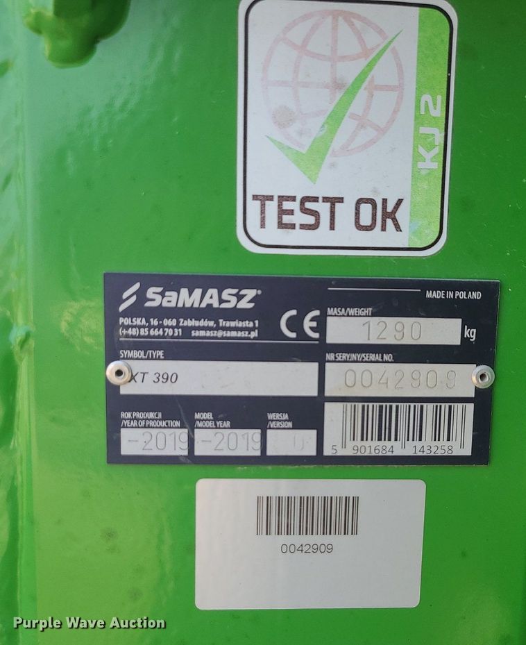 image for item DS7263 2019 Samasz XT 390 disc mower