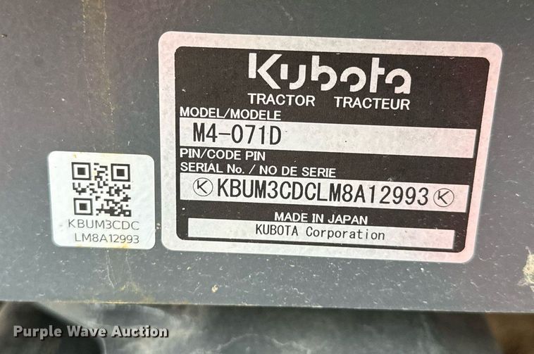 image for item NN9473 2021 Kubota M4-071D MFWD tractor