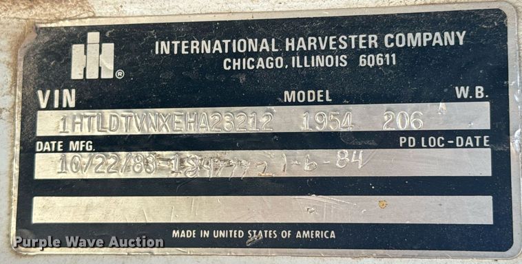 image for item OD9984 1984 International  1954 truck cab and chassis