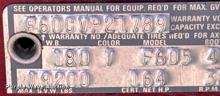 image for item OD9987 1972 Ford F605 grain truck