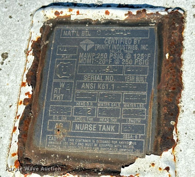 image for item OD9988 2000 Trinity Industries anhydrous  tank