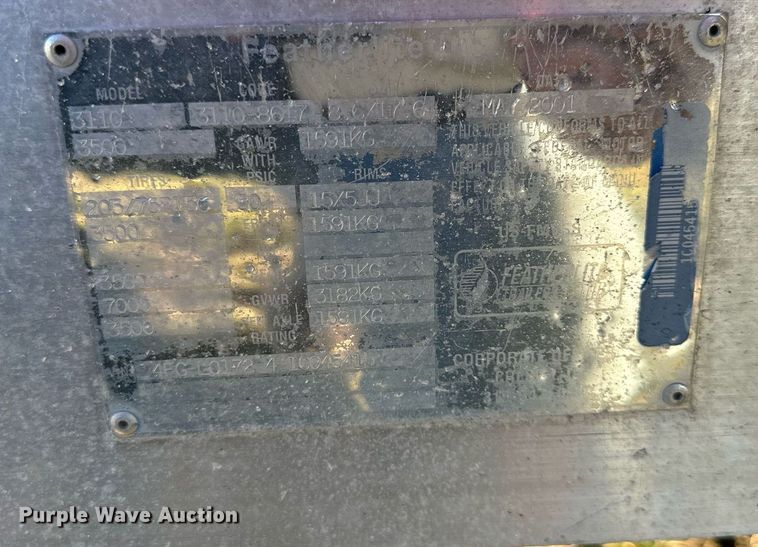 image for item OF9300 2001 Featherlite 3110 utility trailer