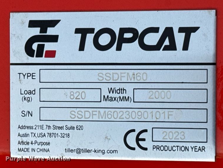 image for item OJ9395 2023 TopCat SSDFM60 skid steer mulcher