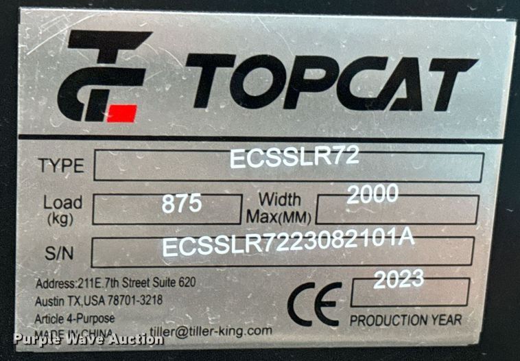 image for item OJ9406 2023 TopCat ECSSLR72 skid steer landscape rake