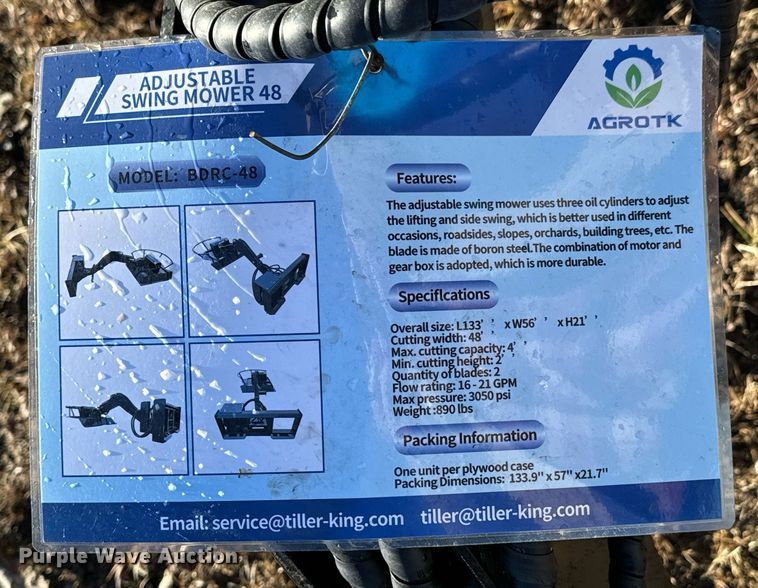 image for item OJ9413 AgroTK BDRC-48 skid steer boom mower