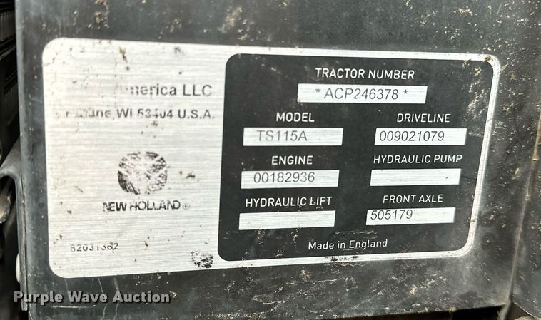 image for item OM9820 2005 New Holland  TS115A MFWD tractor