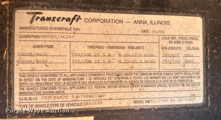 image for item DG4250 2006 Transcraft drop deck trailer