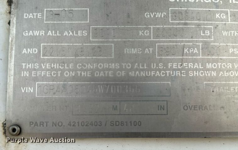 image for item DJ6228 2006 Great Dane 7811TZ 1A refrigerated van trailer