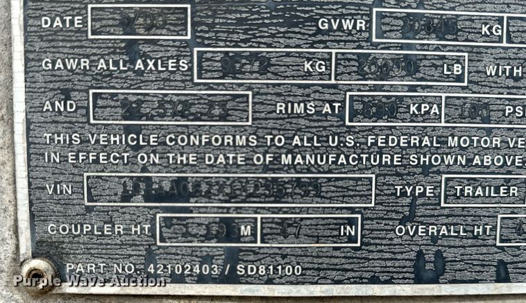 image for item DJ6230 2001 Great Dane 7411TP-SA dry van trailer