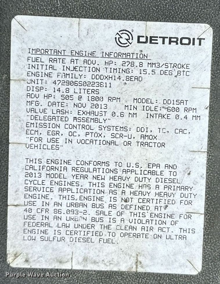 image for item DJ6232 2014 Freightliner  Cascadia Evolution semi truck