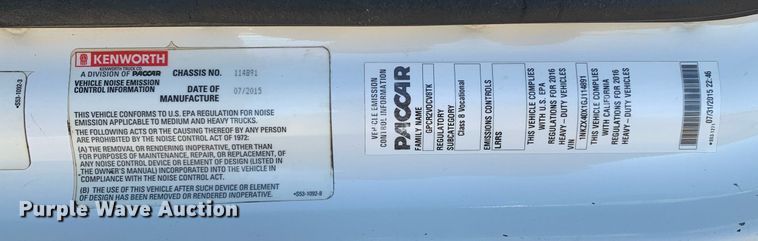 image for item DM7732 2016 Kenworth T880 dump truck