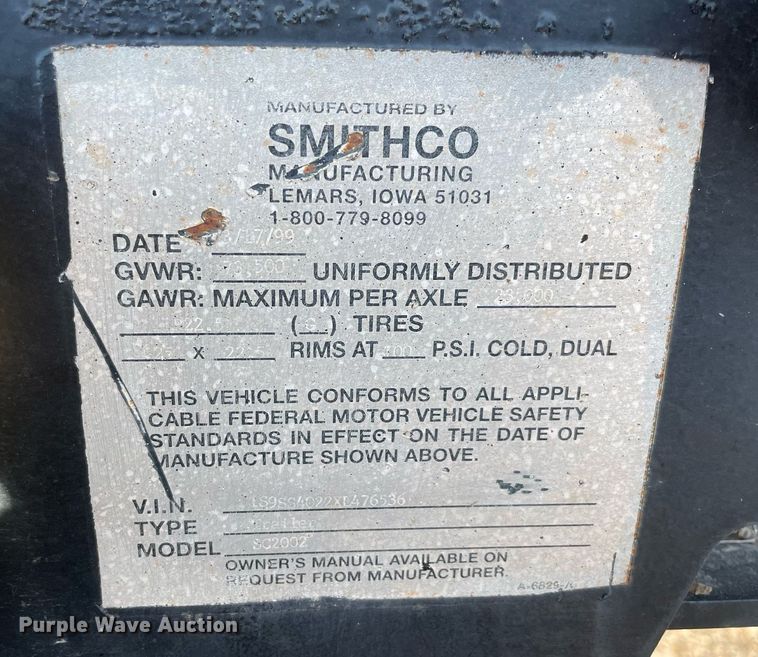 image for item DN3752 1999 Smith SC2002 side dump trailer