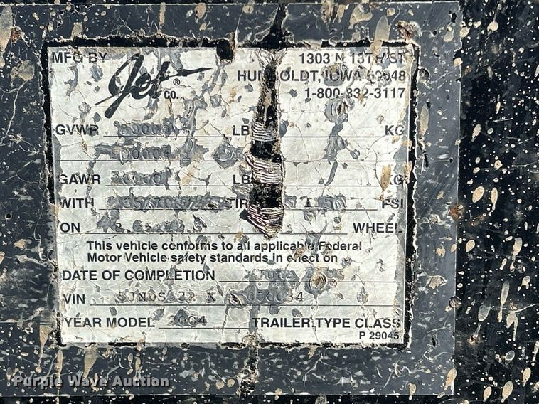 image for item DS0811 2004 Jet drop deck equipment trailer