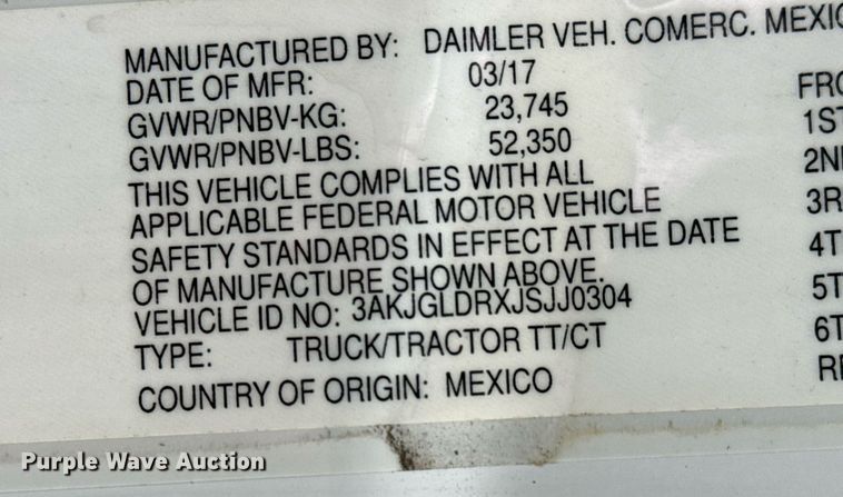 image for item NI9767 2018 Freightliner  Cascadia Evolution 125 semi truck