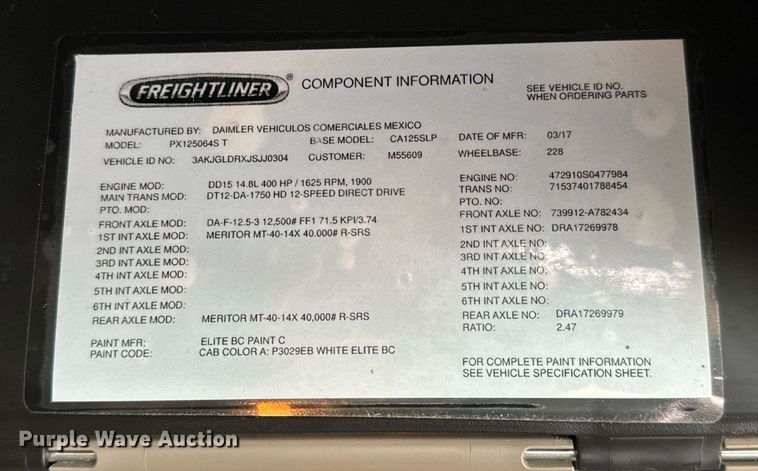 image for item NI9767 2018 Freightliner  Cascadia Evolution 125 semi truck