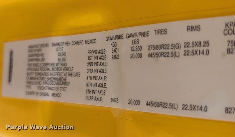 image for item NZ9283 2018 Freightliner Cascadia 125 semi truck