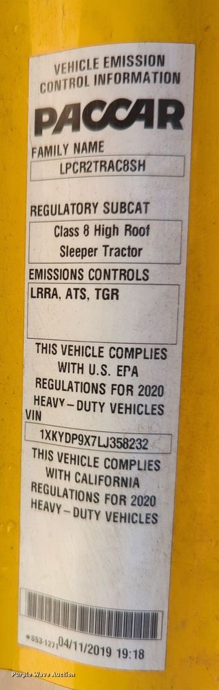 image for item NZ9284 2020 Kenworth T680 semi truck