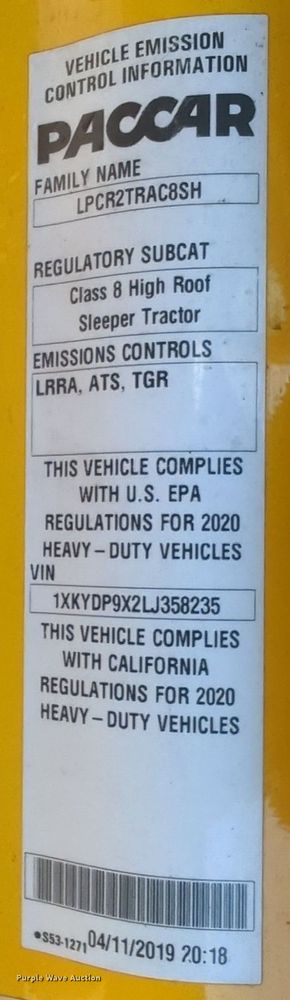 image for item OD9255 2020 Kenworth T680 semi truck