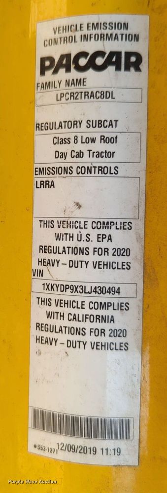 image for item OD9259 2020 Kenworth T680 semi truck