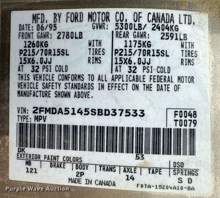 image for item DH1928 1995 Ford Windstar van