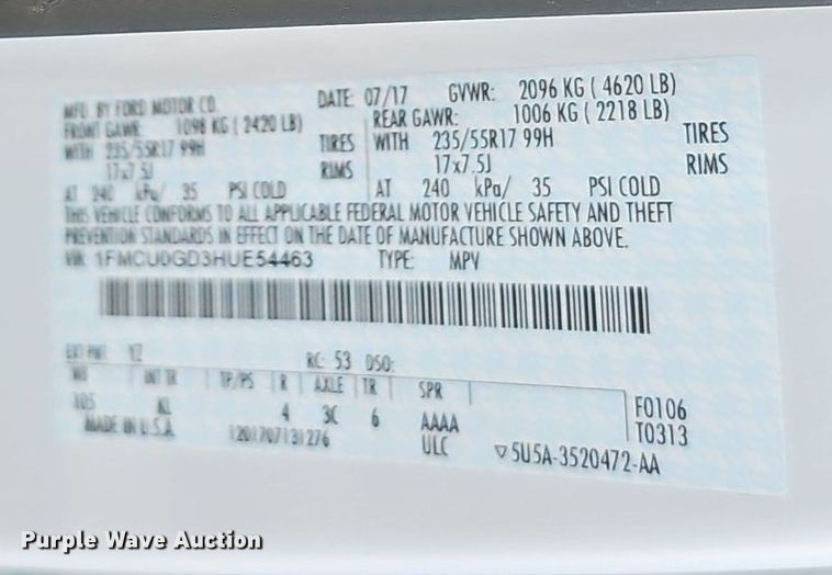 image for item DK0533 2017 Ford Escape SE SUV