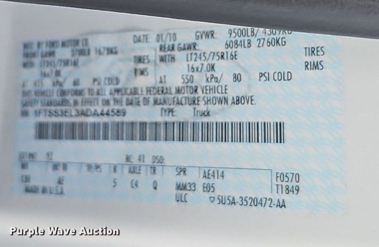 image for item DK0534 2010 Ford E350 Super Duty van