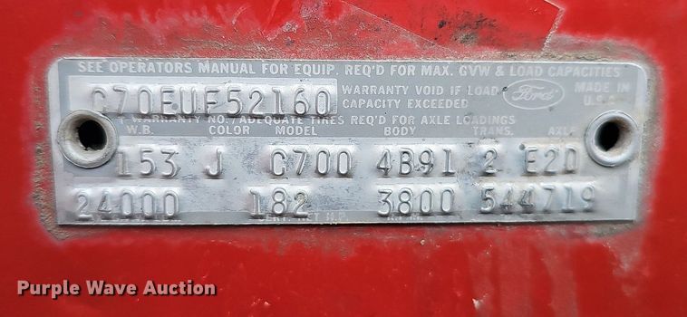 image for item DK0539 1969 Ford 700 truck cab and chassis