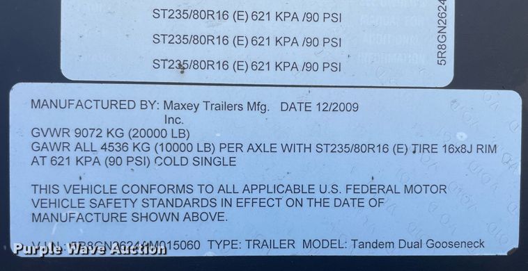 image for item DM2691 2010 Maxey tilt deck equipment trailer